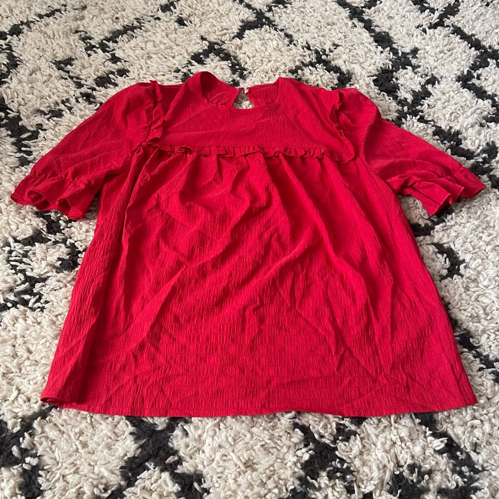 NWOT SHEIN red ruffled shirt size small